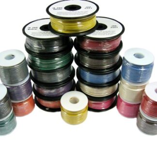 Photo of various assorted Marine Primary Wire spools, in many different colors and lengths.
